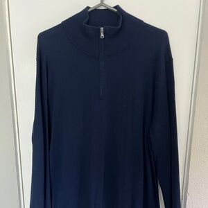 J. Crew Men's Merino Wool Dark Blue Zip-Up Sweater